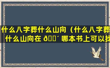 什么八字葬什么山向（什么八字葬什么山向在 🐴 哪本书上可以找到）